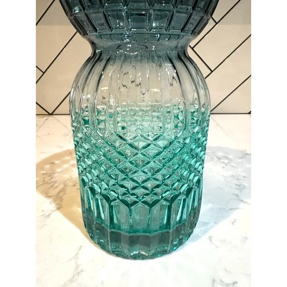 West Elm ombre like teal diamond point pattern vase contemporary spring